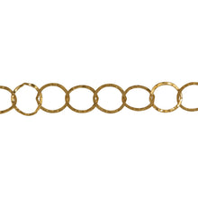 Load image into Gallery viewer, Chain by Foot. 14kt Gold Filled 7.2mm Width / Length Flat Hammered Circle Chain. Price per: 1 Foot.
