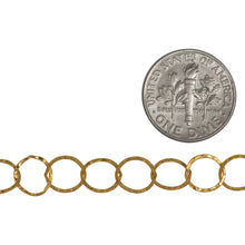 Load image into Gallery viewer, 14kt Gold Filled 7.2mm Width / Length Flat Hammered Circle Chain. Price per: 1 Foot.
