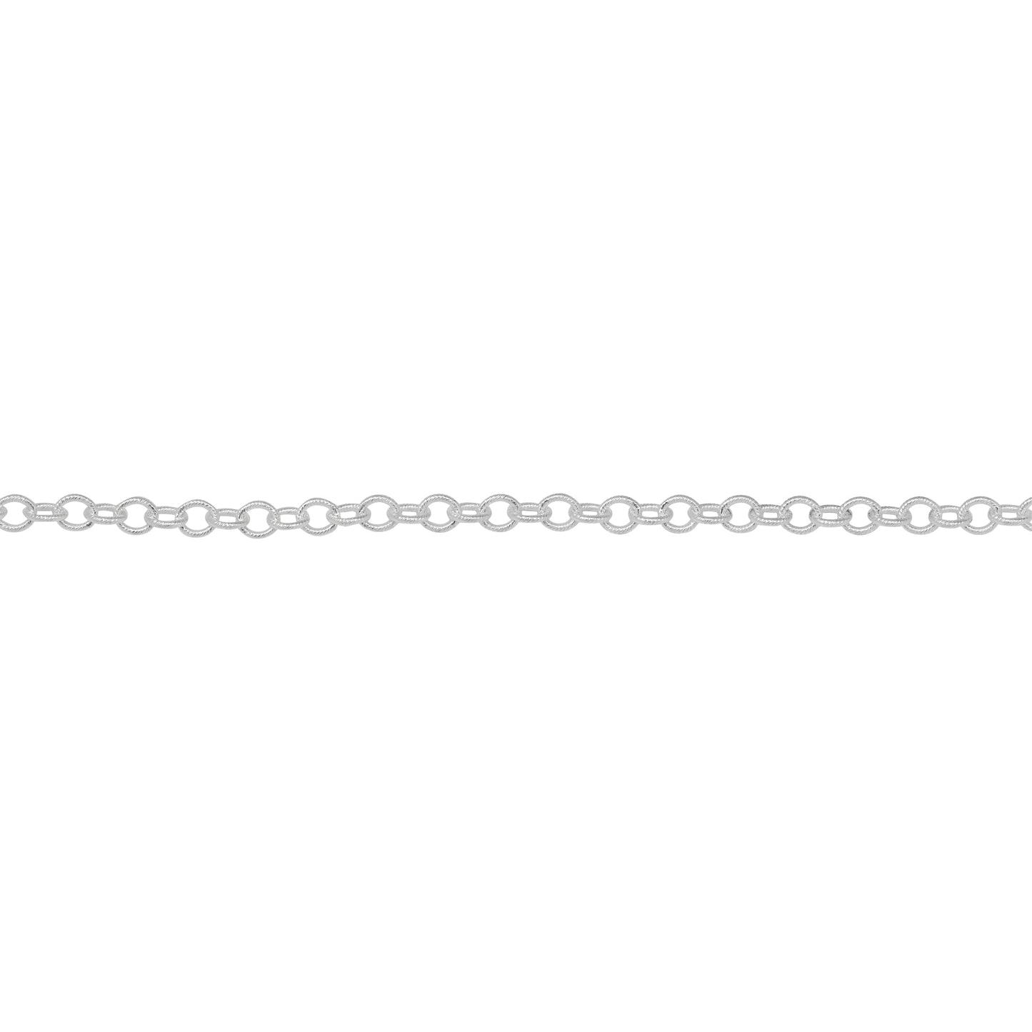 Chain by Foot. Sterling Silver 1.8mm Width by 2.2mm Length, Twisted Cable Chain. Price per: 1 Foot.