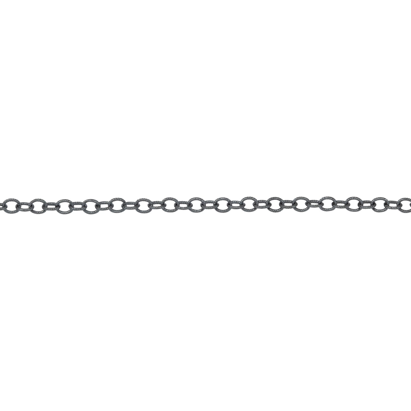 Sterling Silver Black Diamond 1.8mm Width by 2.2mm Length, Twisted Cable Chain. Price per: 1 Foot.