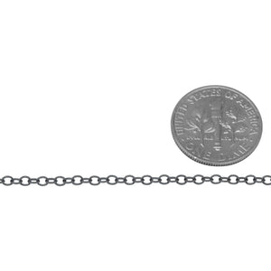 Sterling Silver Black Diamond 1.8mm Width by 2.2mm Length, Twisted Cable Chain. Price per: 1 Foot.