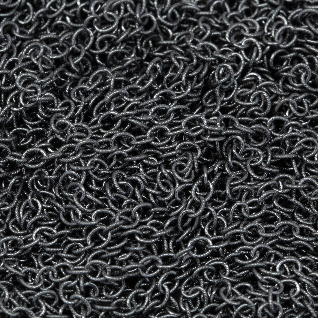 Sterling Silver Black Diamond 1.8mm Width by 2.2mm Length, Twisted Cable Chain. Price per: 1 Foot.