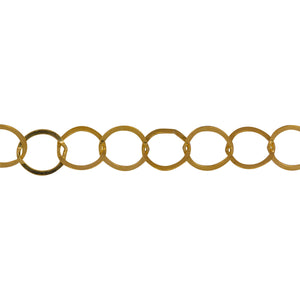 Chain by Foot. 14kt Gold Filled 7.2mm Width by 7.8mm Length, Flat Circle Chain. Price per: 1 Foot.