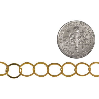 14kt Gold Filled 7.2mm Width by 7.8mm Length, Flat Circle Chain. Price per: 1 Foot.