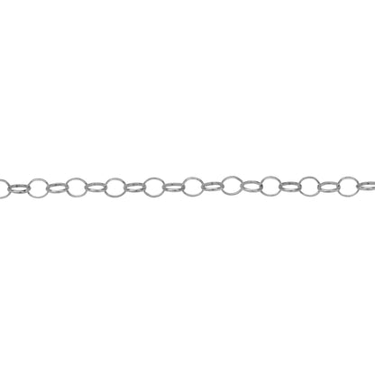 Chain by Foot. Sterling Silver 2.2mm Width by 3.4mm Length, Oval Rolo Chain. Price per: 1 Foot.
