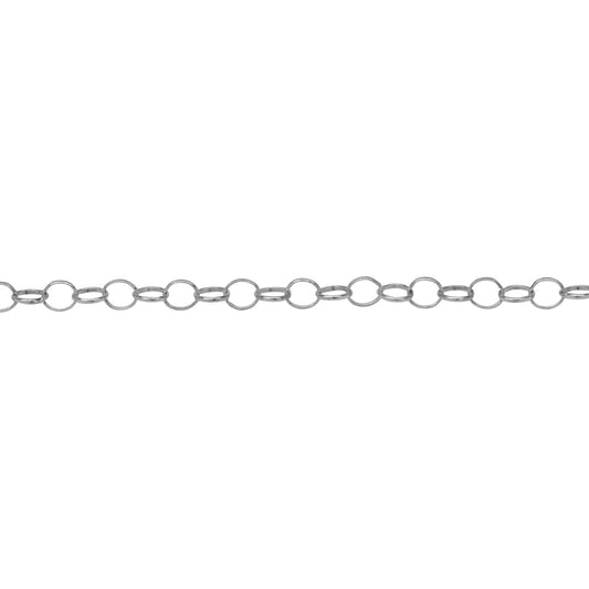 Chain by Foot. Sterling Silver 2.2mm Width by 3.4mm Length, Oval Rolo Chain. Price per: 1 Foot.