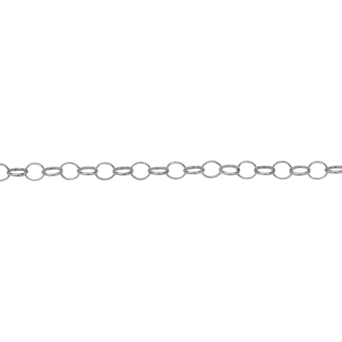 Chain by Foot. Sterling Silver 2.2mm Width by 3.4mm Length, Oval Rolo Chain. Price per: 1 Foot.