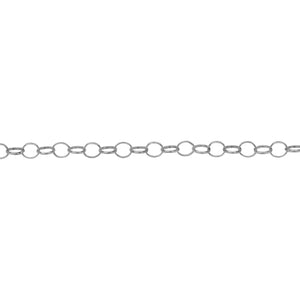 Chain by Foot. Sterling Silver 2.2mm Width by 3.4mm Length, Oval Rolo Chain. Price per: 1 Foot.
