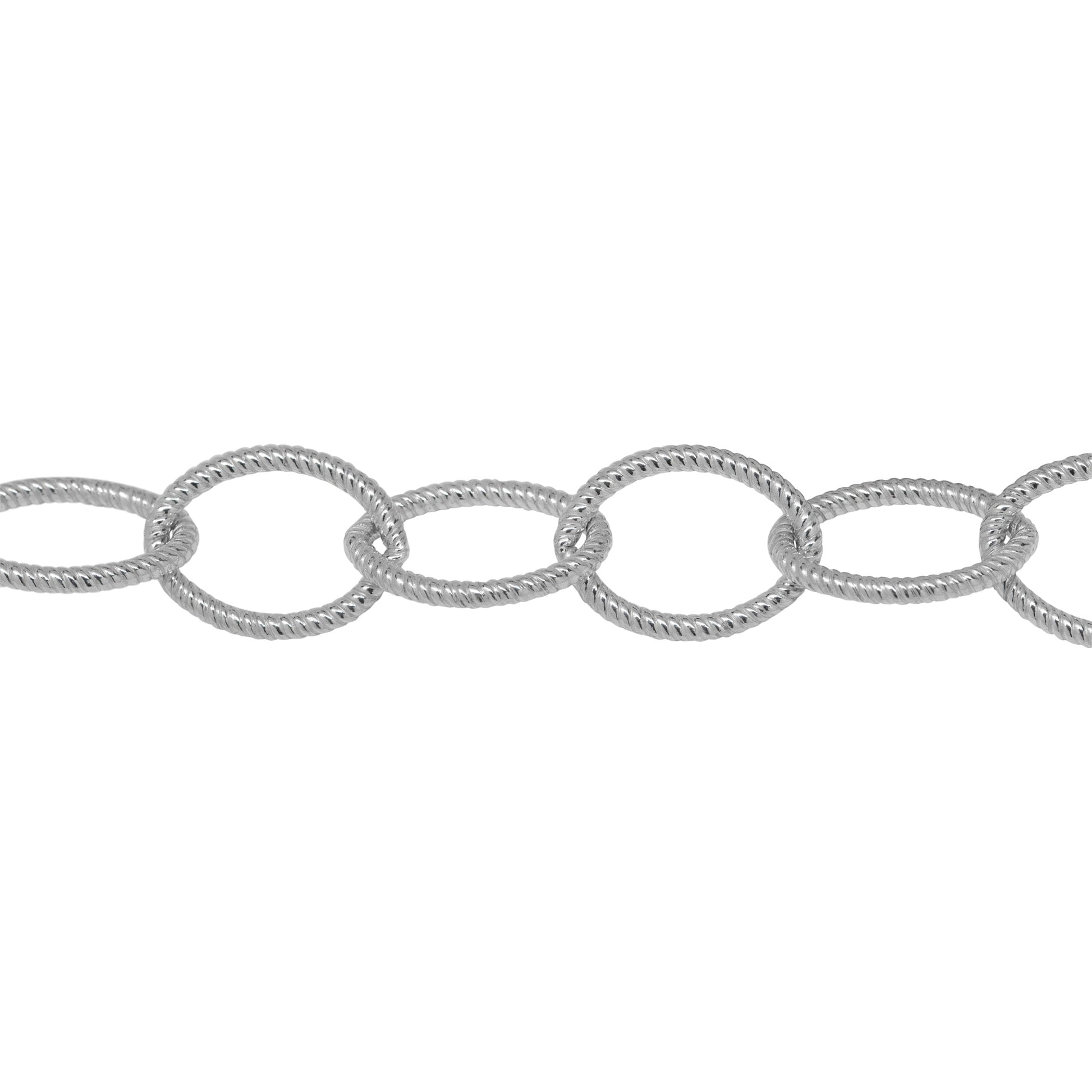 Chain by Foot. Sterling Silver 8.8mm Width by 12.2mm Length, Twisted Oval Cable Chain. Price per: 1 Foot.