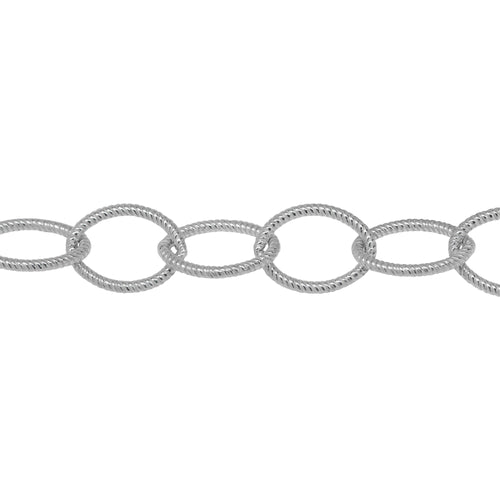 Chain by Foot. Sterling Silver 8.8mm Width by 12.2mm Length, Twisted Oval Cable Chain. Price per: 1 Foot.