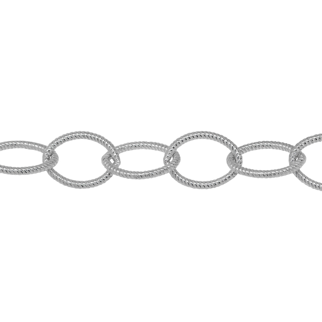 Chain by Foot. Sterling Silver 8.8mm Width by 12.2mm Length, Twisted Oval Cable Chain. Price per: 1 Foot.