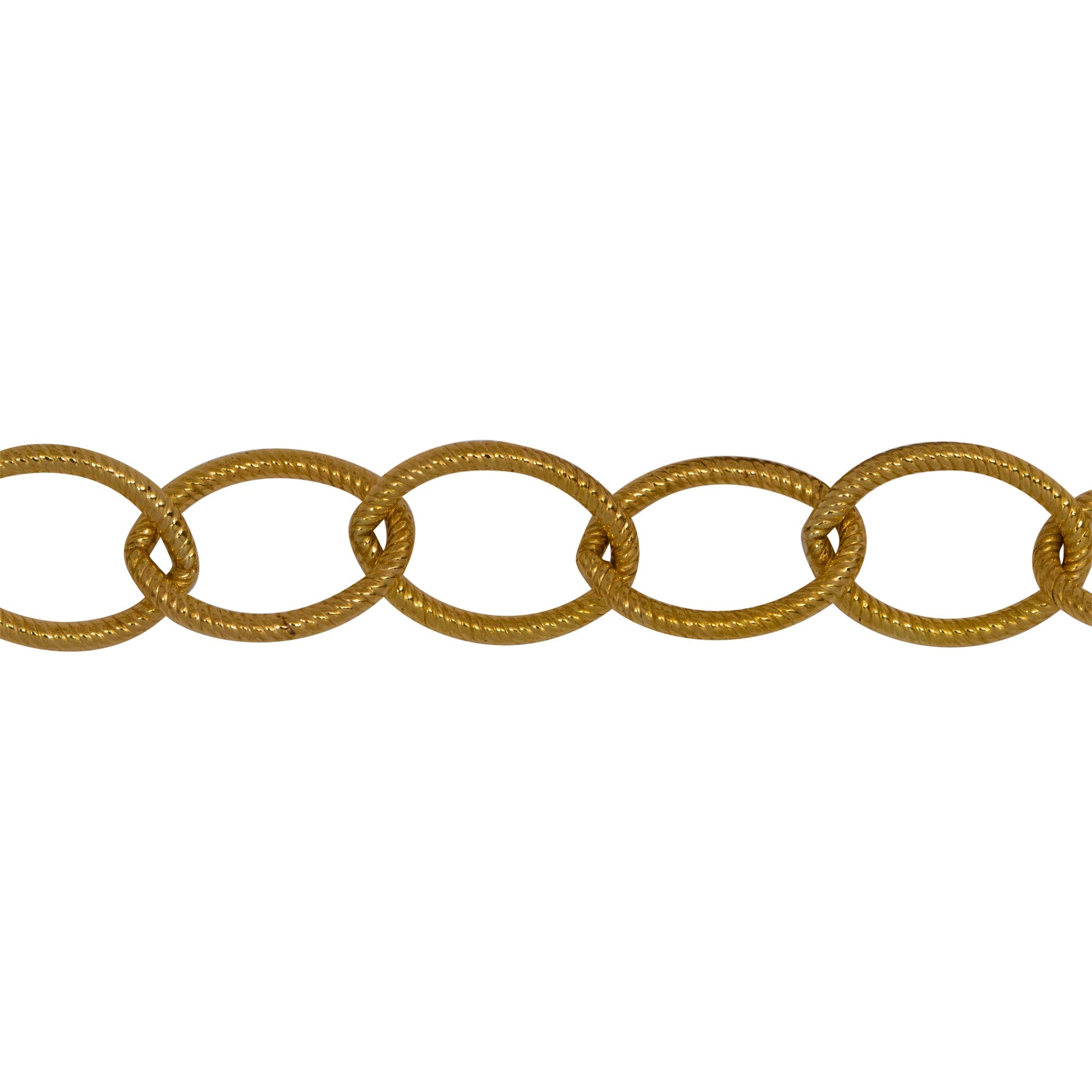 Chain by Foot. 14kt Gold Filled 8.8mm Width by 12.2mm Length, Twisted Oval Cable Chain. Price per: 1 Foot.