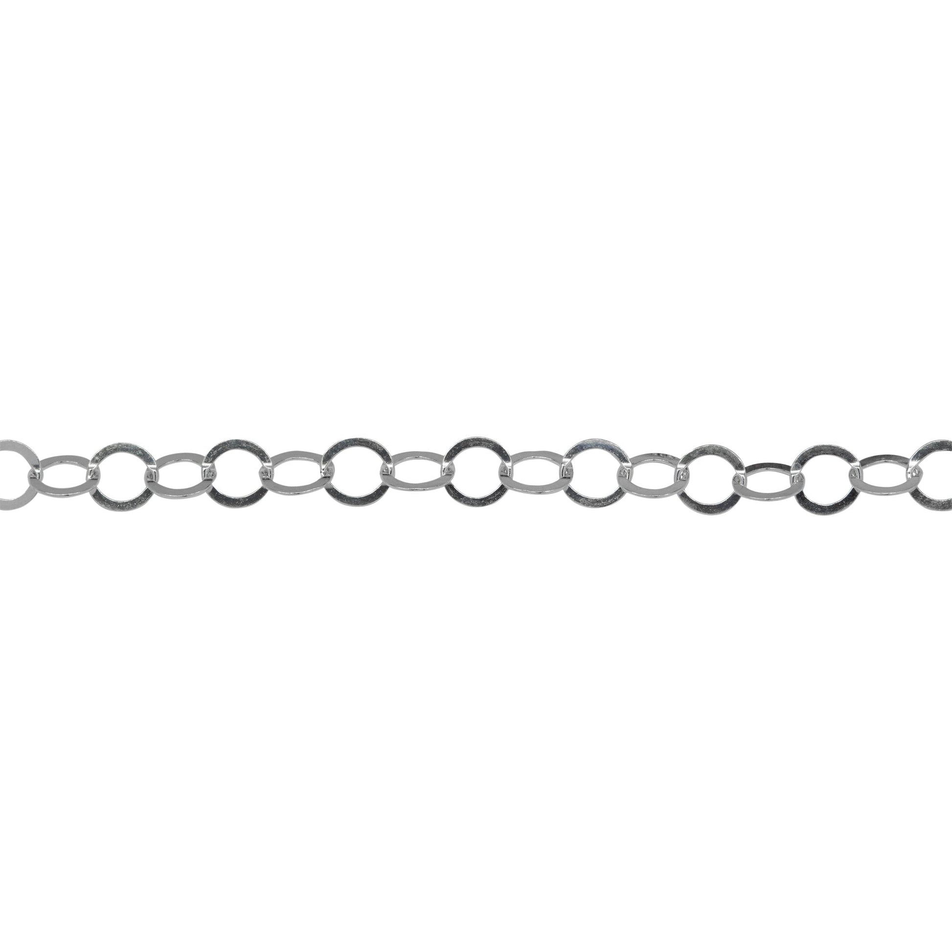 Chain by Foot. Sterling Silver 3.7mm Width / Length Flat Circle Chain. Price per: 1 Foot.