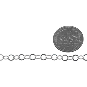 Sterling Silver 3.7mm Width / Length Flat Circle Chain. Price per: 1 Foot.