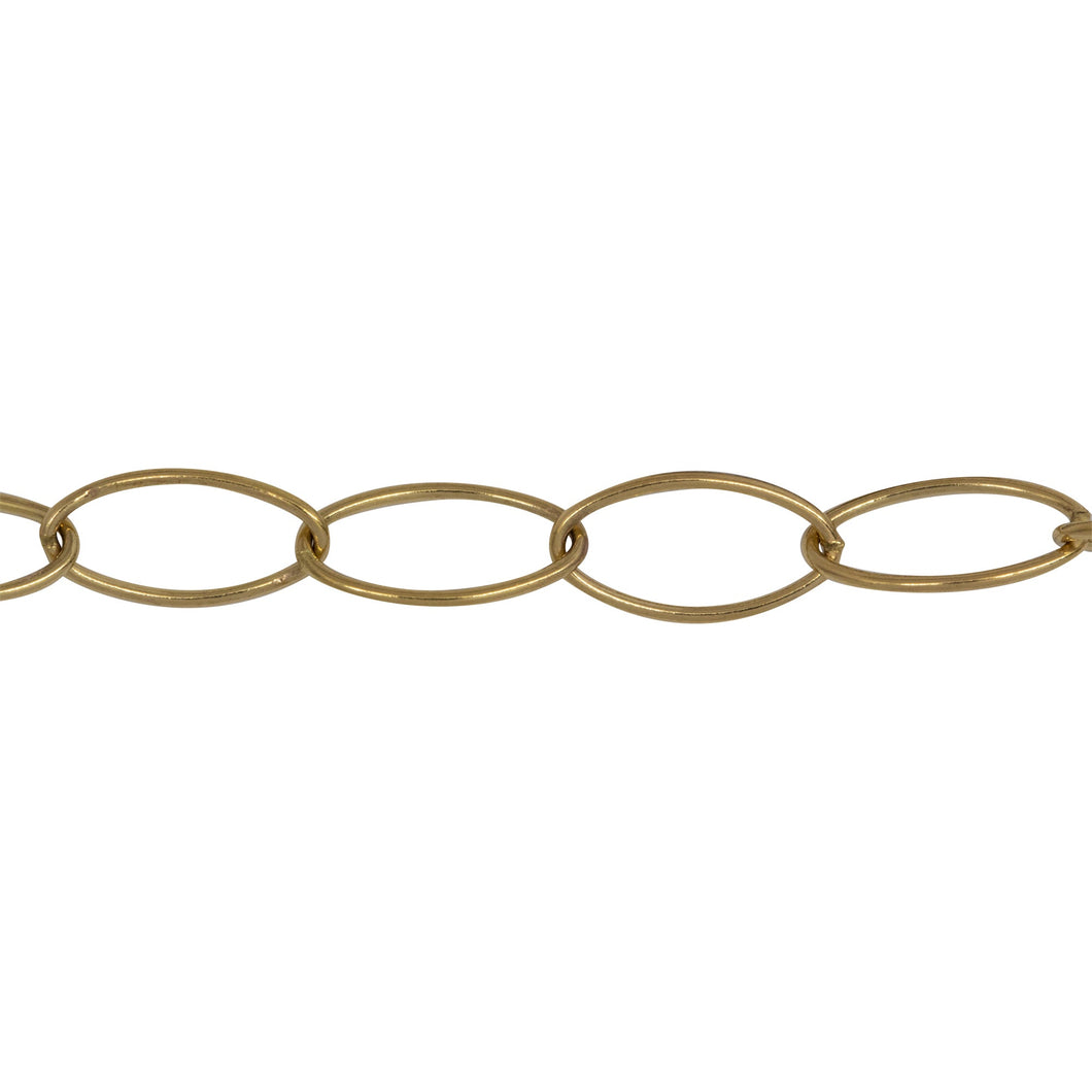 Chain by Foot. 14kt Gold Filled 6.0mm Width by 12.0mm Length, Smooth Oval Cable Chain. Price per: 1 Foot.