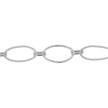 Load image into Gallery viewer, Chain by Foot. Sterling Silver One of 8.5mm Width by 14.5mm Length Smooth Oval Link and One of 8.0mm Width by 14.5mm Length Twisted Oval Link Connected with Double 3.0mm Width by 6.0mm Length Oval Rolo Links, Long and Short Chain. Price per: 1 Foot.
