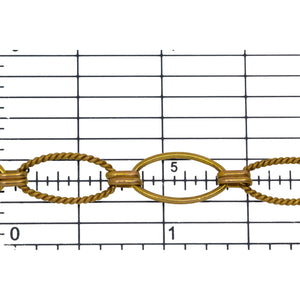 14kt Gold Filled One of 8.5mm Width by 14.5mm Length Smooth Oval Link and One of 8.0mm Width by 14.5mm Length Twisted Oval Link Connected with Double 3.0mm Width by 6.0mm Length Oval Rolo Links, Long and Short Chain. Price per: 1 Foot.