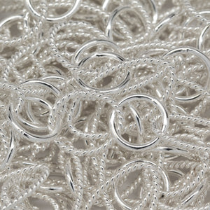 Sterling Silver Two of 8.0mm Width by 14.0mm Length Twisted Oval Links Connected to Two of 7.0mm Smooth Cricle Links With One of 8.3mm Twisted Circle Link in the Middle of Smooth Circle Links, Long and Short Chain. Price per: 1 Foot.