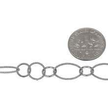 Load image into Gallery viewer, Sterling Silver Oxidized Two of 8.0mm Width by 14.0mm Length Twisted Oval Links Connected to Two of 7.0mm Smooth Cricle Links With One of 8.3mm Twisted Circle Link in the Middle of Smooth Circle Links, Long and Short Chain. Price per: 1 Foot.
