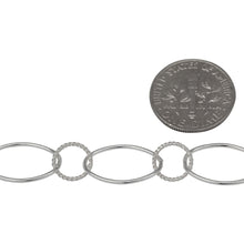 Load image into Gallery viewer, Sterling Silver 10.2mm Width by 16.2mm Smooth Oval Link Connected to 8.2mm Twisted Circle Link, Long and Short Chain. Price per: 1 Foot.
