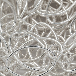 Sterling Silver 10.2mm Width by 16.2mm Smooth Oval Link Connected to 8.2mm Twisted Circle Link, Long and Short Chain. Price per: 1 Foot.