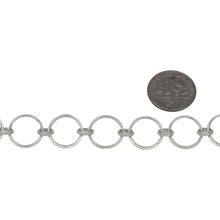 Load image into Gallery viewer, Sterling Silver Two of 12.4mm Larger Textured Circle Links Connected to 6.2mm Smaller Textured Circle Link, Fancy Circle Chain. Price per: 1 Foot.
