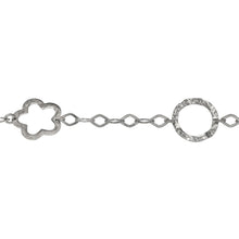 Load image into Gallery viewer, Chain by Foot. Sterling Silver Oxidized 17.7mm Width / Length Hammered Circle Link and 17.5mm Width / Length Flat Flower Link Connected by Seven of 5.0mm Width by 7.3mm Length Flat Diamond Shaped Links, Fancy Chain. Price per: 1 Foot.
