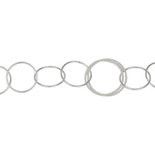 Load image into Gallery viewer, Chain by Foot. Sterling Silver Double 21.0mm Width / Length Twisted Circle Links connected to Six of 17.0mm Width / Length Smooth Circle Links, Circle Chain. Price Per: 1 Foot.
