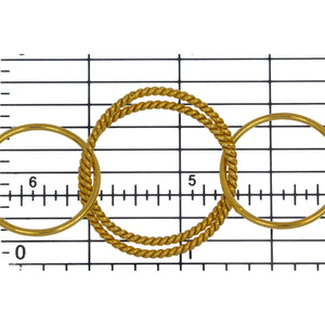 14kt Gold Filled Double 21.0mm Width / Length Twisted Circle Links connected to Six of 17.0mm Width / Length Smooth Circle Links, Circle Chain. Price Per: 1 Foot.