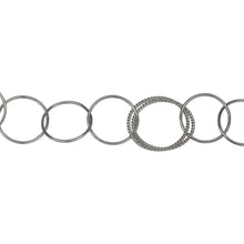 Load image into Gallery viewer, Chain by Foot. Sterling Silver Oxidized Double 21.0mm Width / Length Twisted Circle Links connected to Six of 17.0mm Width / Length Smooth Circle Links, Circle Chain. Price Per: 1 Foot.
