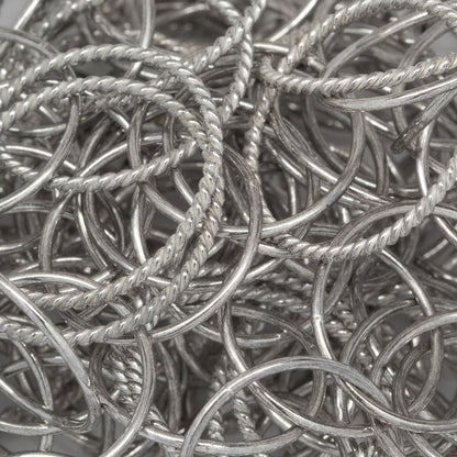 Sterling Silver Oxidized Double 21.0mm Width / Length Twisted Circle Links connected to Six of 17.0mm Width / Length Smooth Circle Links, Circle Chain. Price Per: 1 Foot.