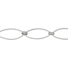Load image into Gallery viewer, Chain by Foot. Sterling Silver 11.3mm Width by 25.0mm Length Smooth and Textured Long Oval Links Connected by 6.0mm Rolo Link, Long and Short Chain. Price per: 1 Foot.
