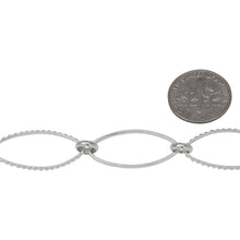 Load image into Gallery viewer, Sterling Silver 11.3mm Width by 25.0mm Length Smooth and Textured Long Oval Links Connected by 6.0mm Rolo Link, Long and Short Chain. Price per: 1 Foot.
