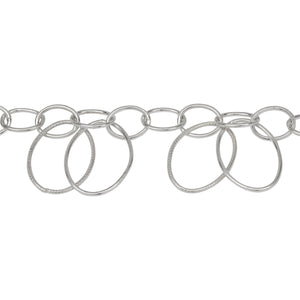 Chain by Foot. Sterling Silver 8.0mm Width by 10.0mm Length Smooth Cable Chain With 14.0mm Width by 19.0mm Length Smooth and Textured Oval Links hanging off Smooth Cable Chain, Belt Chain. Price per: 1 Foot.