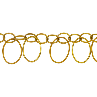 Chain by Foot. 14kt Gold Filled 8.0mm Width by 10.0mm Length Smooth Cable Chain With 14.0mm Width by 19.0mm Length Smooth and Textured Oval Links hanging off Smooth Cable Chain, Belt Chain. Price per: 1 Inch.