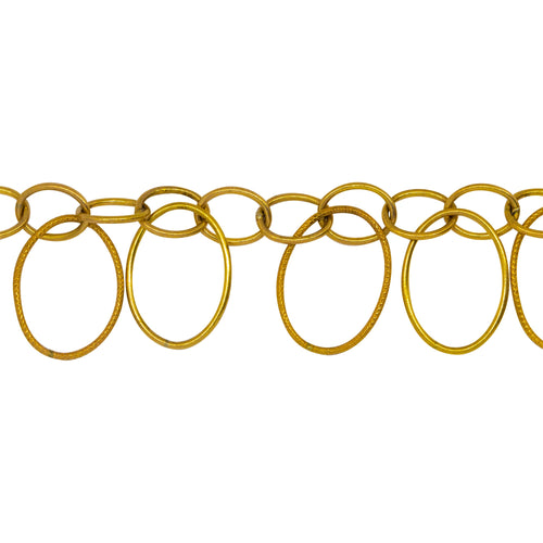 Chain by Foot. 14kt Gold Filled 8.0mm Width by 10.0mm Length Smooth Cable Chain With 14.0mm Width by 19.0mm Length Smooth and Textured Oval Links hanging off Smooth Cable Chain, Belt Chain. Price per: 1 Inch.