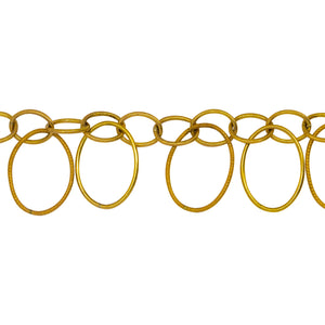 Chain by Foot. 14kt Gold Filled 8.0mm Width by 10.0mm Length Smooth Cable Chain With 14.0mm Width by 19.0mm Length Smooth and Textured Oval Links hanging off Smooth Cable Chain, Belt Chain. Price per: 1 Inch.