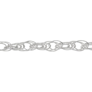 Chain by Foot. Sterling Silver 7.0mm Width by 11.0mm Length Smooth and Textured Oval Links, Rope Chain. Price per: 1 Foot.