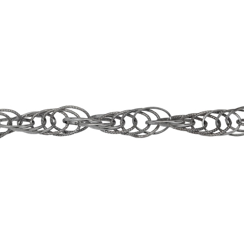 Chain by Foot. Sterling Silver Oxidized 7.0mm Width by 11.0mm Length Smooth and Textured Oval Links, Rope Chain. Price per: 1 Foot.