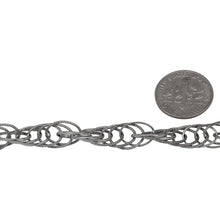 Load image into Gallery viewer, Sterling Silver Oxidized 7.0mm Width by 11.0mm Length Smooth and Textured Oval Links, Rope Chain. Price per: 1 Foot.
