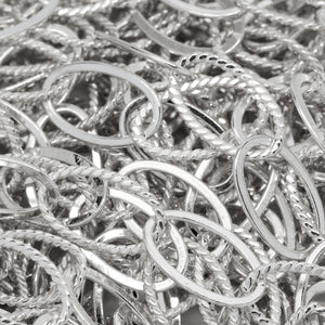 Sterling Silver 7.8mm Width by 13.0mm Length Flat and Twisted Oval Links, Cable Chain. Price per: 1 Foot.