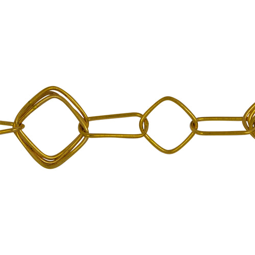 Chain by Foot. 14kt Gold Filled Three of 11.40mm width / length Square Links connected to One of 5.19mm width by 12.42mm length Elongated Oval Link and One of 8.90mm width / length smaller Square Link, Fancy Chain. Price per: 1 Foot.