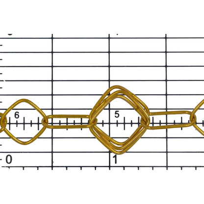 14kt Gold Filled Three of 11.40mm width / length Square Links connected to One of 5.19mm width by 12.42mm length Elongated Oval Link and One of 8.90mm width / length smaller Square Link, Fancy Chain. Price per: 1 Foot.