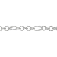 Load image into Gallery viewer, Chain by Foot. Sterling Silver Five of 6.0mm Width / Length Rolo Links Connected to One of 6.0mm Width by 10.8mm Length slightly Twisted Textured Oval Rolo Link, Rolo Chain. Price per: 1 Foot.
