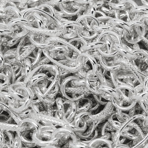 Sterling Silver Five of 6.0mm Width / Length Rolo Links Connected to One of 6.0mm Width by 10.8mm Length slightly Twisted Textured Oval Rolo Link, Rolo Chain. Price per: 1 Foot.