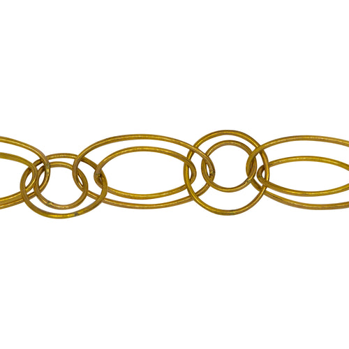 Chain by Foot. 14kt Gold Filled 8.0mm by 14.0mm and 11.0mm by 19.5mm Double Oval Links Connected to 12.5mm and 8.0mm Double Circle Links, Long and Short Chain. Price per: 1 Inch.