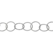 Load image into Gallery viewer, Chain by Foot. Sterling Silver 12.6mm Width / Length Smooth and Textured Circle Links, Circle Chain. Price per: 1 Foot.
