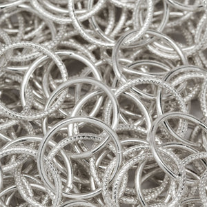 Sterling Silver 12.6mm Width / Length Smooth and Textured Circle Links, Circle Chain. Price per: 1 Foot.