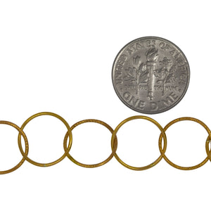 14kt Gold Filled 12.6mm Width / Length Smooth and Textured Circle Links, Circle Chain. Price per: 1 Foot.