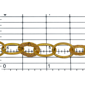 14kt Gold Filled Two of 8.3mm Width by 11.8mm Length Smooth Oval Links Followed by One of 9.0mm Width by 12.0mm Length Hammered Oval Link, Cable Chain. Price per: 1 Foot.